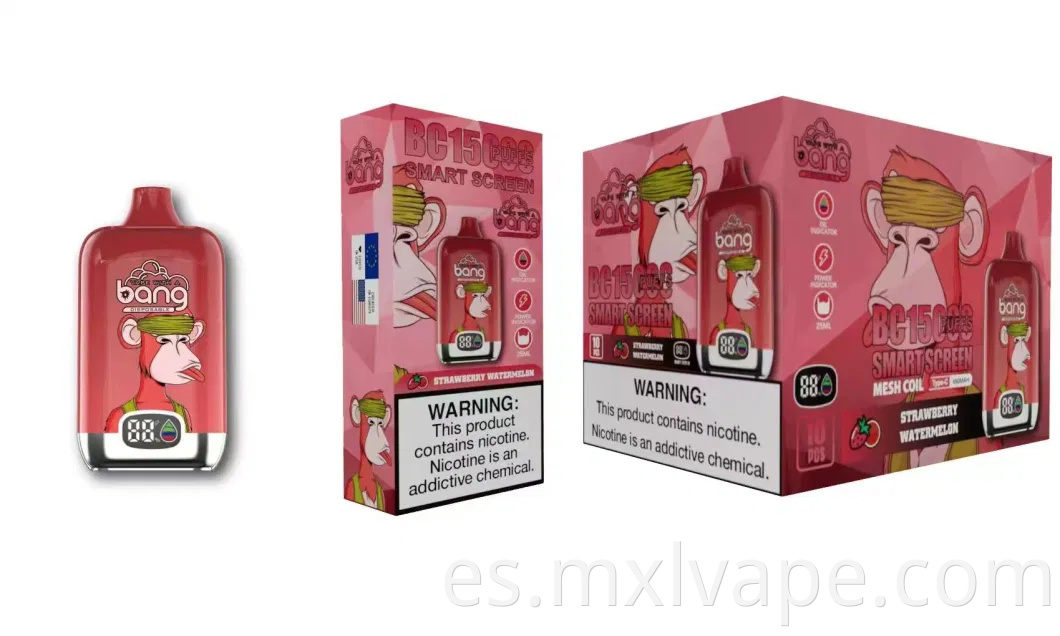 E cigarry bang king smart pantalla 15000/15k bocanadas de caja digital 12000 hojaldre vaporizador